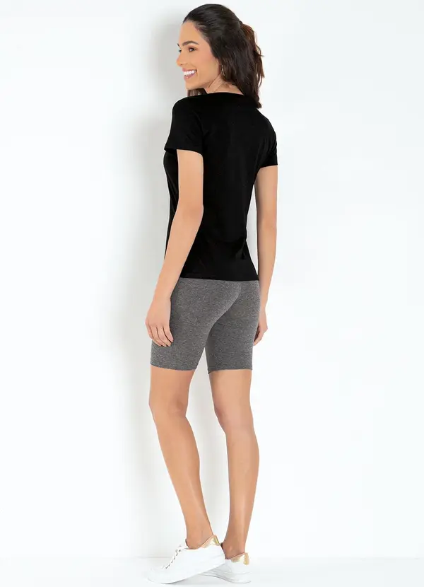 Basicamente - Kit 3 Blusas Multicores em Malha de Algodão 10