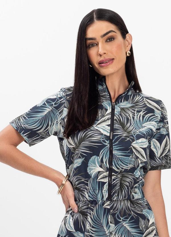 Rovitex - Macaquinho Curto Estampado em Viscose Wtb Azul 2