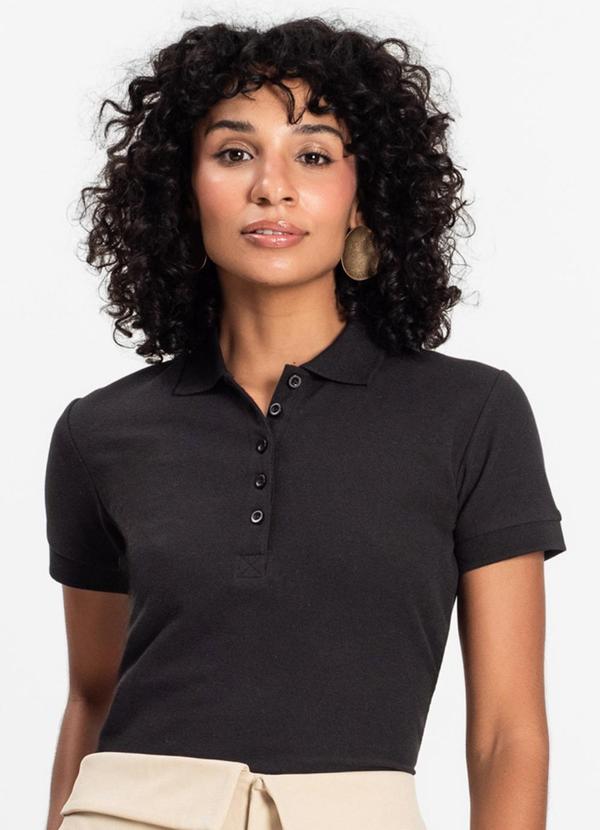 Select - Polo Feminina Piquet Básica Preto