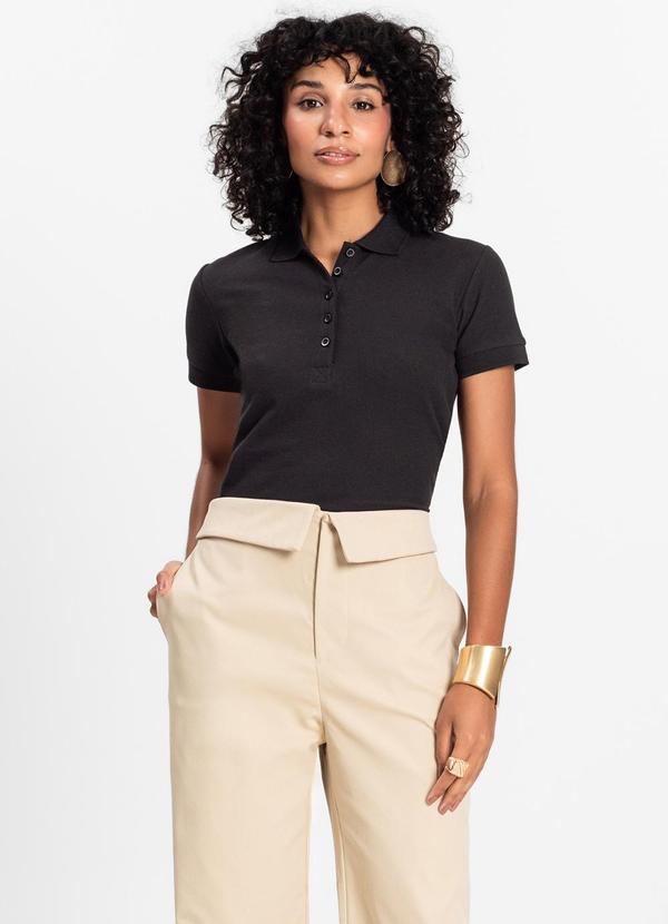 Select - Polo Feminina Piquet Básica Preto 3