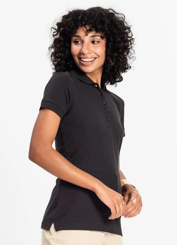 Select - Polo Feminina Piquet Básica Preto 4