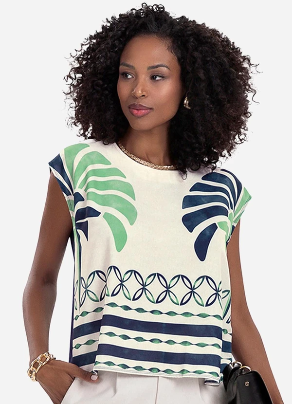 Rovitex - Regata Ampla com Estampa Azul