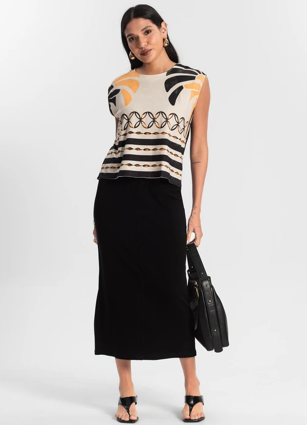 Rovitex - Regata Ampla com Estampa Preto 3