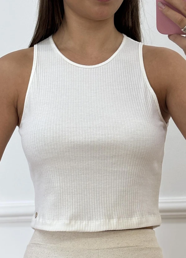 Doce Tom - Regata Canelada Básica Branca