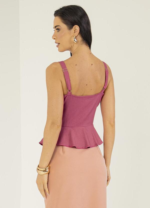 Gris - Regata Decote Quadrado Tecido em Linho Rosa 2