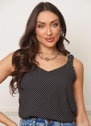 Doce Tom - Regata Poá Decote Regata Poá Decote V Estampado - DOCE TOM