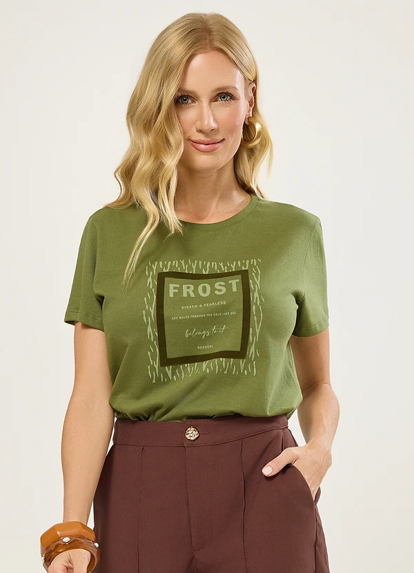 Naguchi - T-Shirt Animal Print Verde Cacto