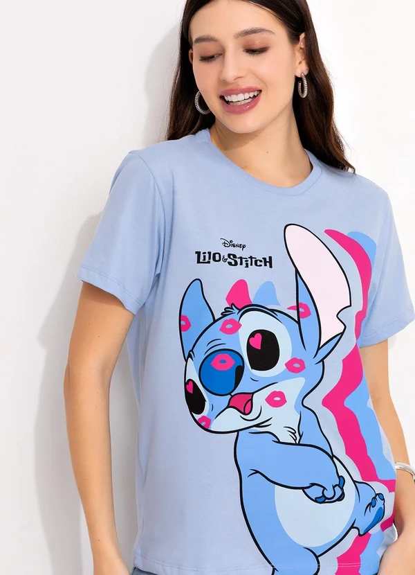 Disney - T-Shirt Azul Bebê em Malha de Algodão Penteado 4