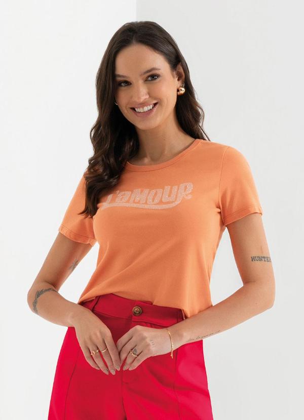 Cativa - T-Shirt Básica Feminina Estampada Laranja