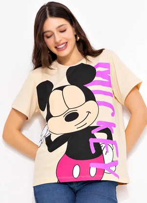 Disney - T-Shirt Bege em Malha de Algodão Penteado - DISNEY