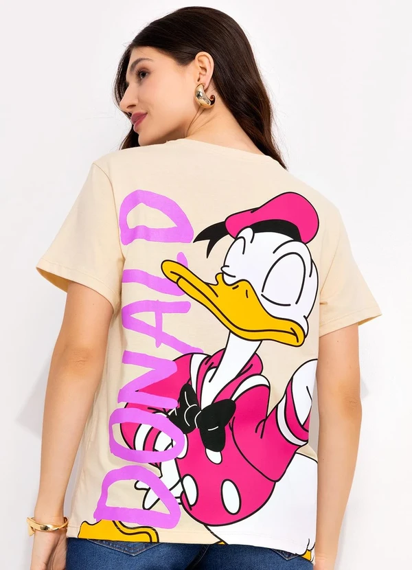 Disney - T-Shirt Bege em Malha de Algodão Penteado 2