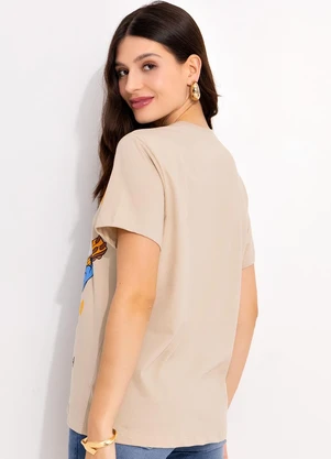 Disney - T-Shirt Bege em Malha de Algodão Penteado - DISNEY