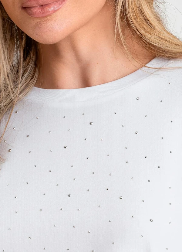 Dianna - T- Shirt Box Feminina com Strass Bege 4