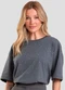 Dianna - T- Shirt Box Feminina com Strass Preto - variação: Cinza