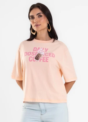 Rovitex - T Shirt Box Feminina Meia Malha Rosa - ROVITEX