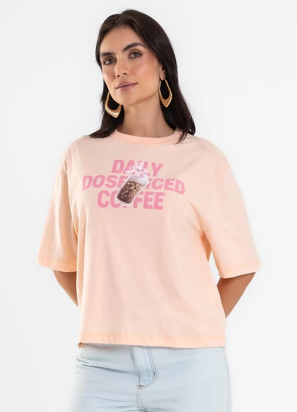 Rovitex - T Shirt Box Feminina Meia Malha Rosa