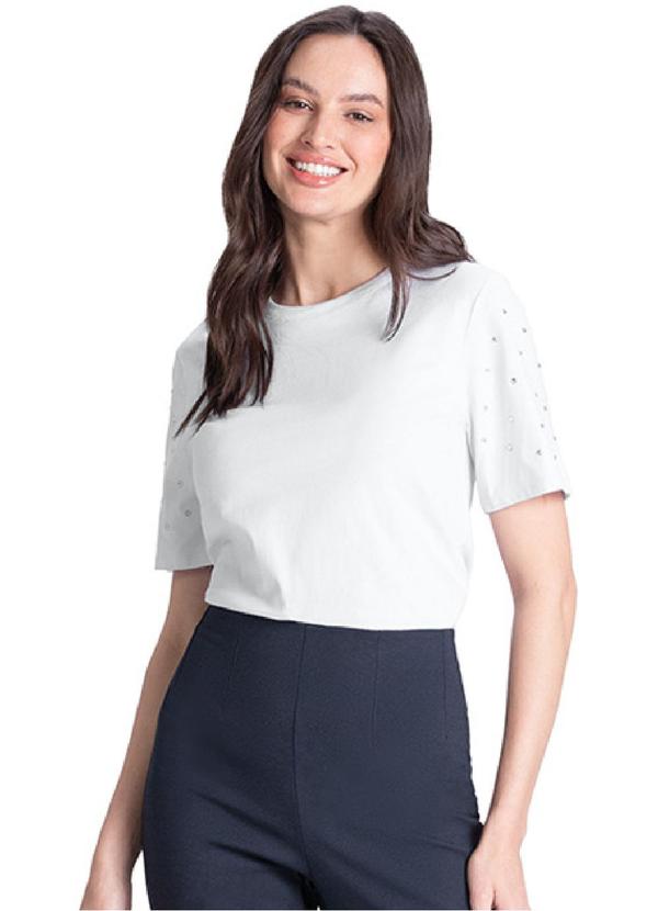 Rezzato - T-Shirt com Strass Feminino Branco