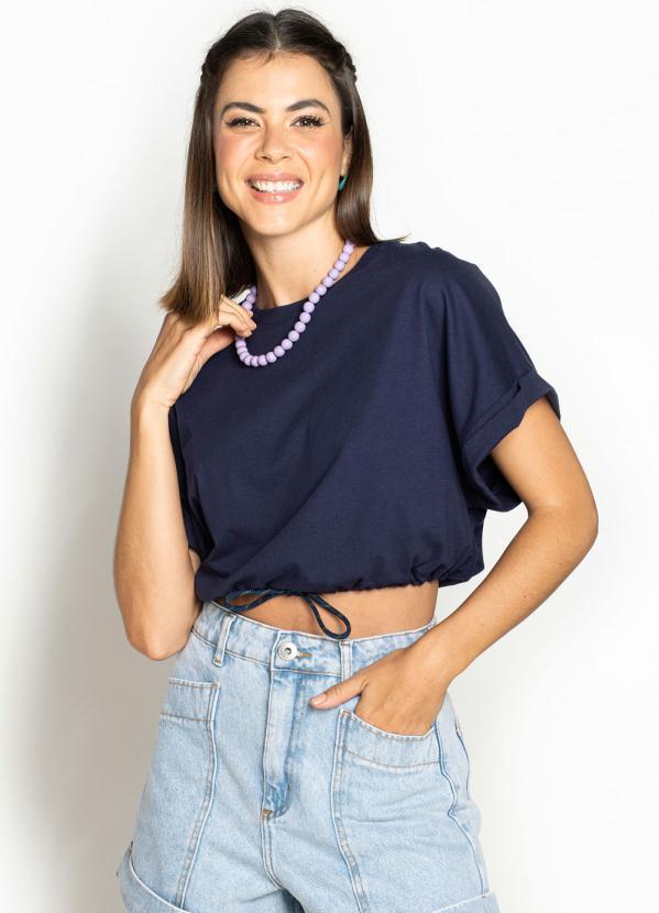 Forum - T-Shirt Cropped de Malha Marinho