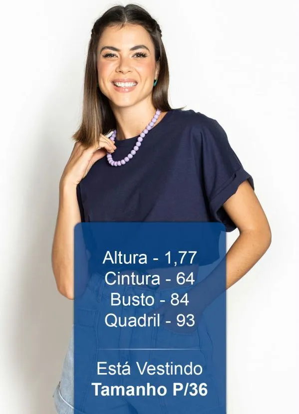 Forum - T-Shirt Cropped de Malha Marinho 5