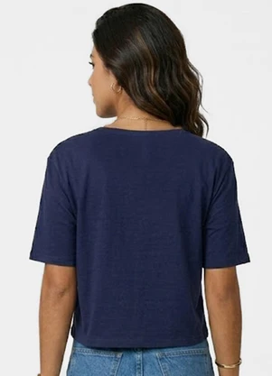 Infinita Cor - T-Shirt Cropped Feminina com Estampa Azul - INFINITA COR