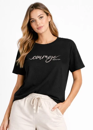 Infinita Cor - T-Shirt Cropped Feminina com Estampa Preto - INFINITA COR