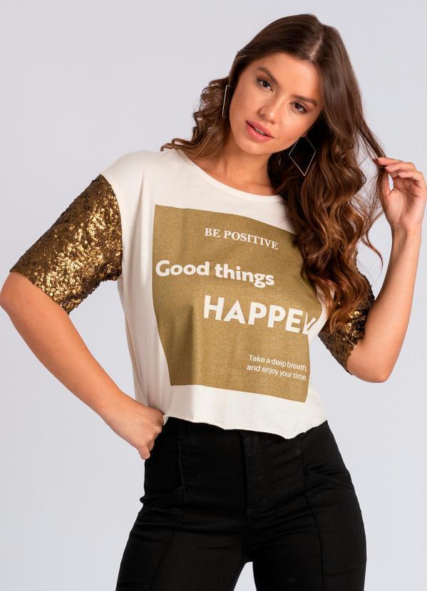 Briard - T-Shirt de Meia Malha Bege