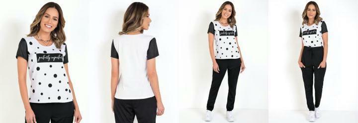 T-Shirt de Pos Branca com Mangas em Cirr