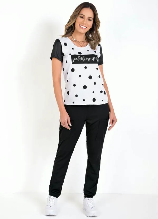 Moda Pop - T-Shirt de Poás Branca com Mangas em Cirrê 3