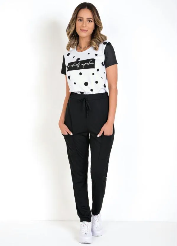 Moda Pop - T-Shirt de Poás Branca com Mangas em Cirrê 4