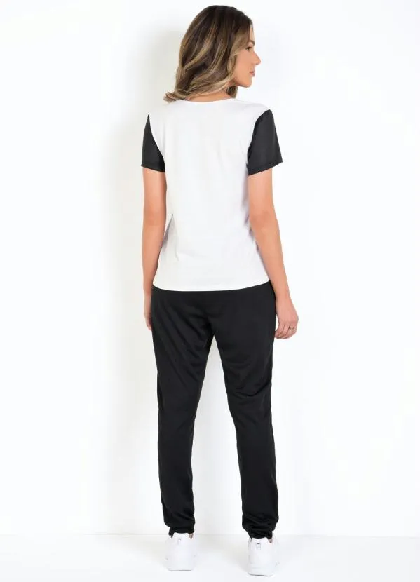 Moda Pop - T-Shirt de Poás Branca com Mangas em Cirrê 5