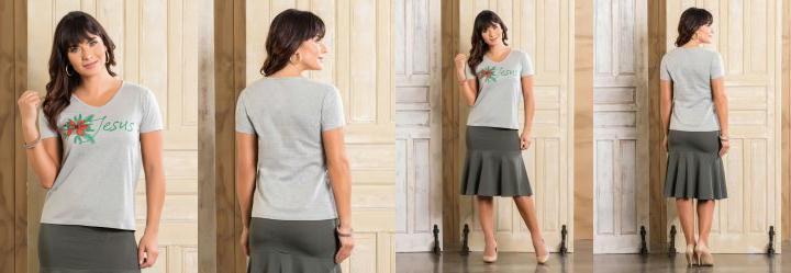 T-Shirt Decote V Mescla