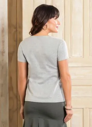 Rosalie - T-Shirt Decote V Mescla - ROSALIE