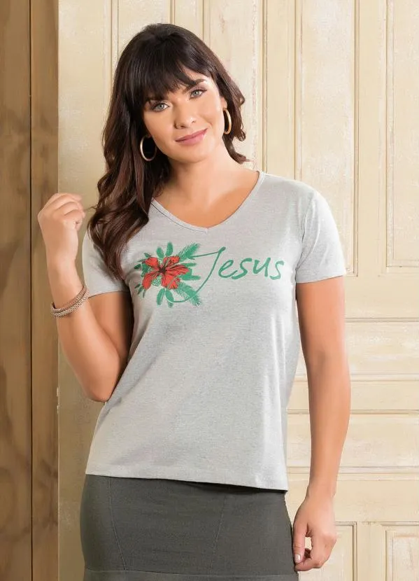 Rosalie - T-Shirt Decote V Mescla