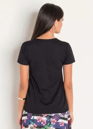 Rosalie - T-Shirt Decote V Preta - ROSALIE