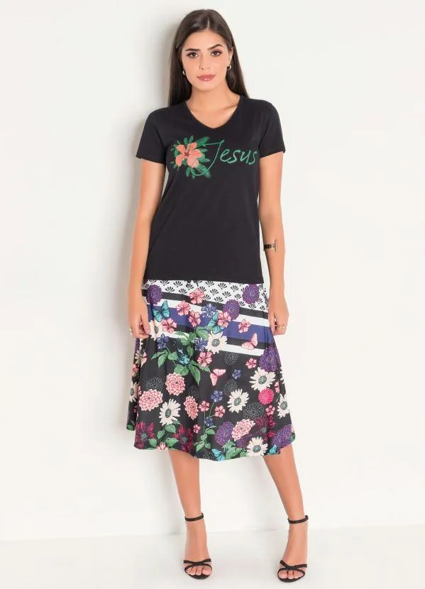 Rosalie - T-Shirt Decote V Preta 3