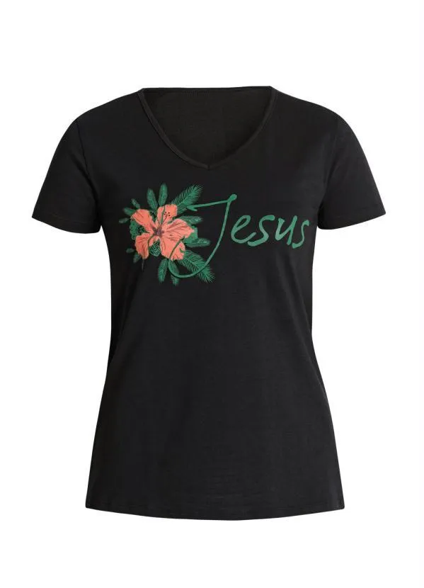 Rosalie - T-Shirt Decote V Preta 7