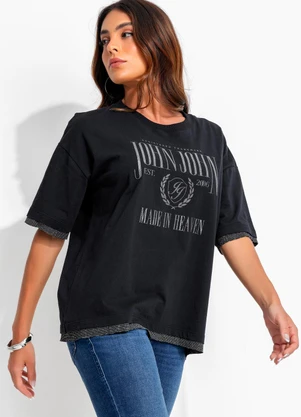 John John - T-Shirt Double Shine Jj Preto - JOHN JOHN