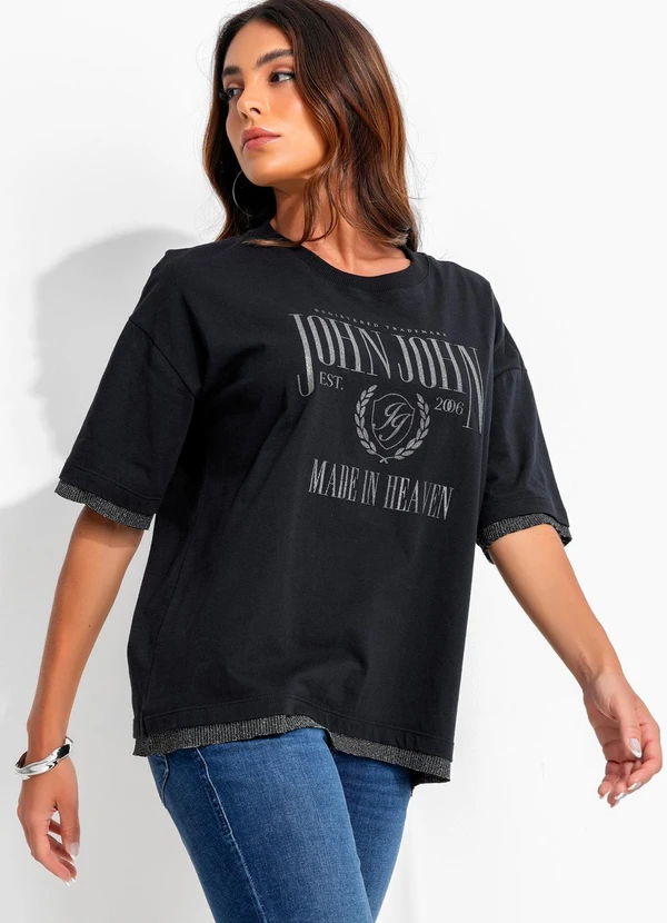 John John - T-Shirt Double Shine Jj Preto 1