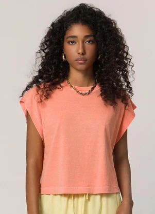 Sofie - T-Shirt em Meia Malha Estonada Laranja - SOFIE