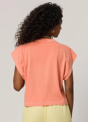 Sofie - T-Shirt em Meia Malha Estonada Laranja - SOFIE