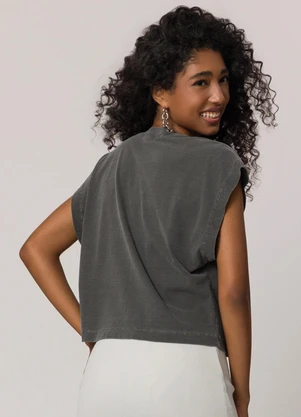 Sofie - T-Shirt em Meia Malha Estonada Preto - SOFIE