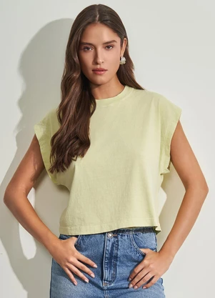 Sofie - T-Shirt em Meia Malha Estonada Verde - SOFIE
