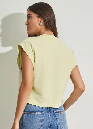 Sofie - T-Shirt em Meia Malha Estonada Verde - SOFIE