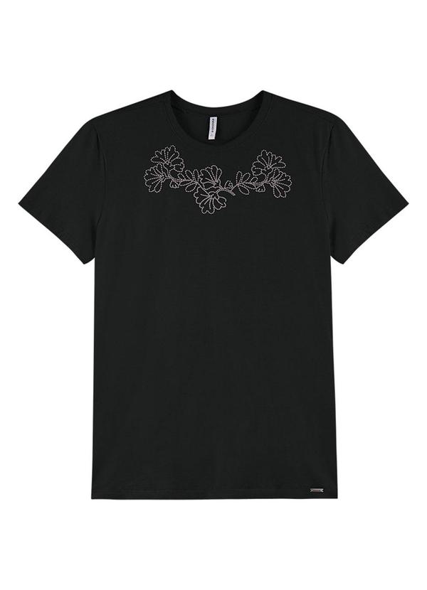 Rezzato - T-Shirt Estampada Folhagens Adulto Preto