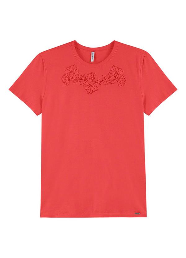 Rezzato - T-Shirt Estampada Folhagens Adulto Vermelho