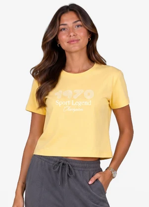 Minty - T-Shirt Femina Cropped Meia Malha Amarelo - MINTY