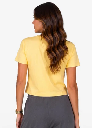 Minty - T-Shirt Femina Cropped Meia Malha Amarelo - MINTY