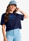 Minty - T-Shirt Femina Cropped Meia Malha Azul - variação: Azul