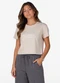 Minty - T-Shirt Femina Cropped Meia Malha Bege - variação: Bege