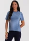 Rovitex - T-Shirt Feminina Básica Listrada Azul - variação: Azul